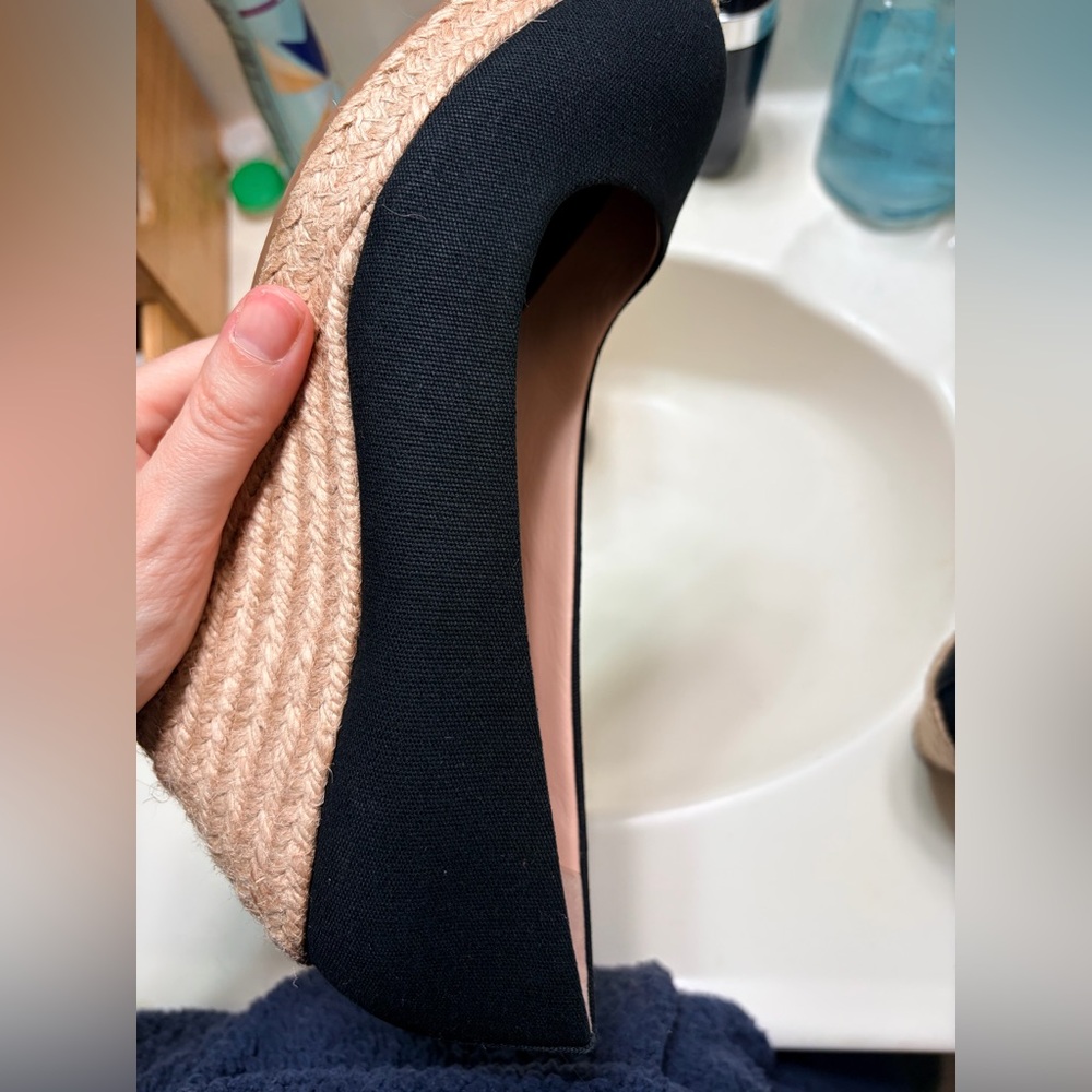 Black Wedge Espadrille Shoes J Crew sz 7 - Picture 12 of 17